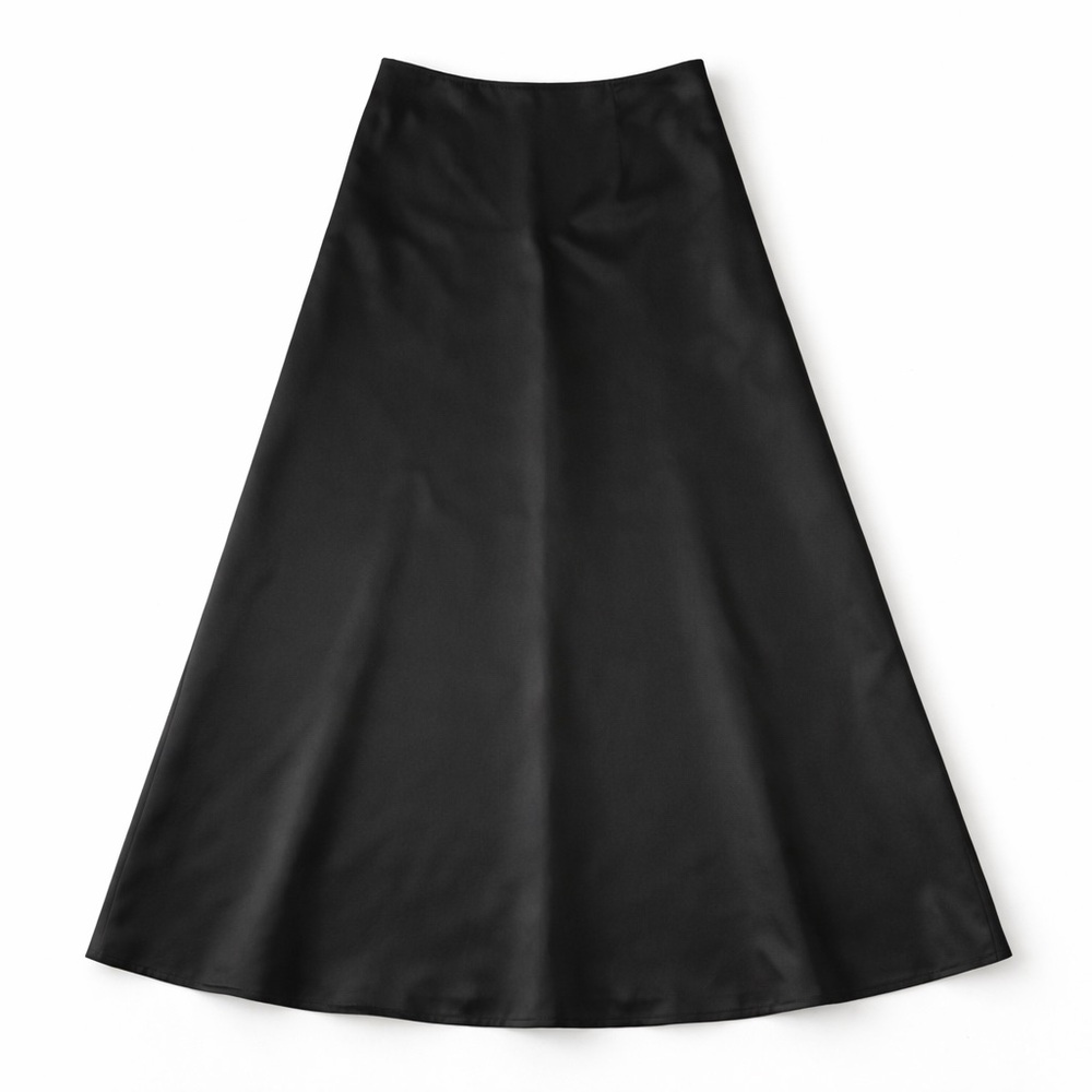 90’s Vintage Ann Taylor Black Satin Maxi Skort